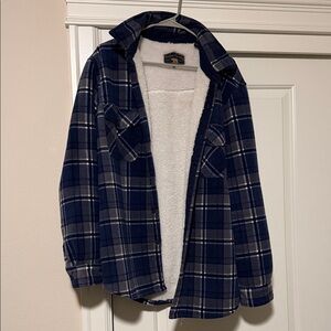 Men's Blue Plaid Shirt Jacket